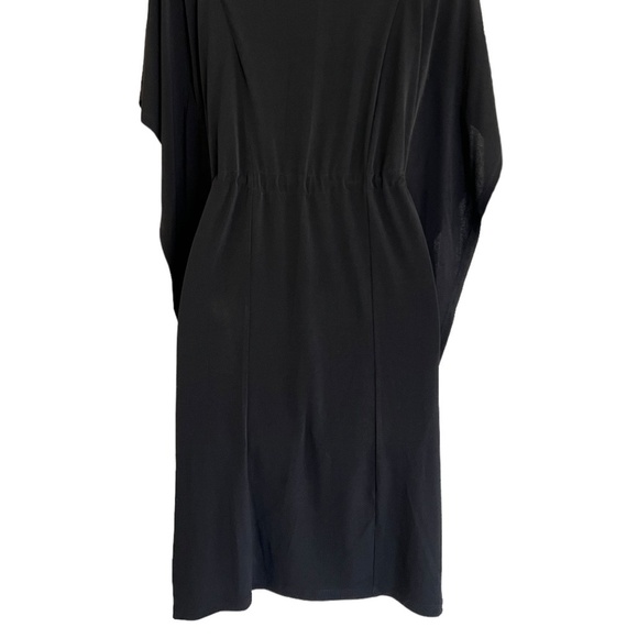 Calvin Klein | Black Dress | Drawstring Tie | V-Neck Casual Midi Dress - Picture 4 of 5